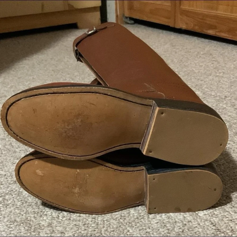 American made polo player boots ladies size 9 1/2-10 Regular calf saddle brown